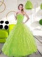 Beautiful Sweetheart Spring Green 2015 Quinceanera Dresses with Beading and Ruffles