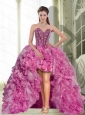 Dynamic High Low Beading and Ruffles 2015 Prom Dress