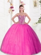 Puffy  Beading and Pick Ups 2015 Quinceanera Dresses in Hot Pink