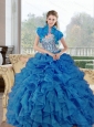 Puffy  Beading and Ruffles Sweetheart Quinceanera Gown for 2015