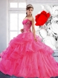 Puffy Sweetheart Ball Gown 2015 Quinceanera Dress with Appliques