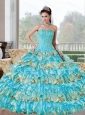 Perfect Beading and Ruffled Layers Sweetheart Quinceanera Dresses for 2015