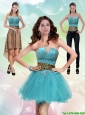 New Style and Detachable Aqua Blue Leopard Printed 2015 Prom Dress with Beading
