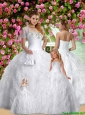 Inexpensive White Sweetheart Princesita Dress with Appliques and Rolling Flowers