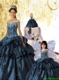 Exquisite Navy Blue Off The Shoulder Princesita Dress with Appliques and Pick-ups