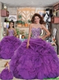 2015 Luxirious Sweetheart Appliques and Ruffles Purple Princesita Dress