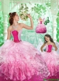 2015 Inexpensive Sweetheart Beading and Ruffles Princesita Dress in Pink