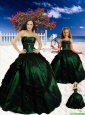 Popular Strapless Dark Green Princesita Dresses with Appliques