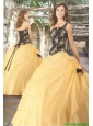 Unique Strapless Yellow Appliques 2015 Princesita Dresses