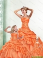 Beautiful Strapless Orange Quinceanera Dresses with Appliques and Ruffles