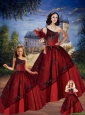 Puffy One Shoulder Wine Red 2015 Princesita Dresses with Appliques