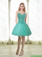 Popular 2015 Beading and Appliques Sweetheart Prom Dress in Turquoise
