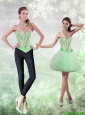 Popular Beading and Ruffles Apple Green Prom Dress for 2015