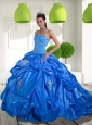 2015 Beading and Appliques Quinceanera Dresses with Brush Train