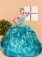 2015 Classical Sweetheart Teal Quinceanera Dresses with Beading and Pick Ups