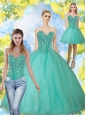 2015 Fashionable Beading and Appliques Turquoise Sweetheart Quinceanera Dresses