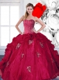 2015 Modest Sweetheart Beading and Ruffles Quinceanera Gown with Appliques