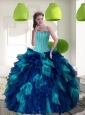 2015 Unique Multi Color Sweet 15 Dress with Beading and Ruffles