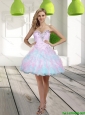 2015 Classical Beading and Ruffles Sweetheart Multi Color Prom Dress