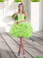 2015 Beautiful Sweetheart Short Rolling Flowers Prom Dress in Spring Green
