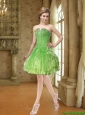 Affordable Beading and Ruffles Prom Dresses in Lime Green for 2015