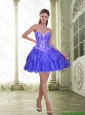 Beautiful Beading and Ruffles Short Lavender 2015 Prom Dress