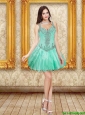Gorgeous Beading and Ruffles Prom Dresses in Apple Green for 2015