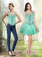 Detachable Beading and Ruffles Apple Green Prom Dress