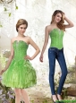 Detachable Lime Green Prom Dress with Beading and Ruffles for 2015