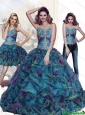 2015 New Style Appliques and Pick Ups 15 Quinceanera Dresses in Multi Color