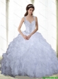 Cheap Beading and Ruffles Sweetheart 15 Quinceanera Dresses in White