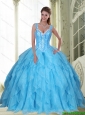 Latest Beading and Ruffles Baby Blue 15 Quinceanera Dresses  for 2015
