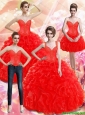New Style Appliques and Ruffles Red 15 Quinceanera Dresses for 2015
