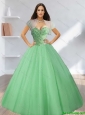 2015 Exclusive Sweetheart Beading Tulle Quinceanera Dresses in Light Green