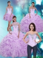 2015 Latest Sweetheart Quinceanera Dresses with Beading and Ruffles