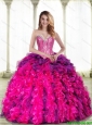 Pretty Multi Color Sweetheart 2015 Quinceanera Dresses with Beading and Ruffles