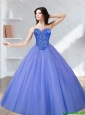 2015 Custom Made Beading Sweetheart Tulle Quinceanera Dresses in Lavender
