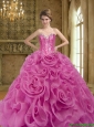 2015 Perfect Fuchsia Quinceanera Dresses with Beading and Rolling Flowers