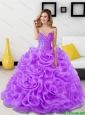 Perfect Beading and Rolling Flowers Lavender 2015 Quinceanera Dresses