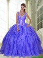 Perfect Beading and Ruffles Quinceanera Dresses in Lavender for 2015