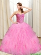 Perfect Beading and Ruffles Quinceanera Dresses in Multi Color for 2015