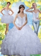 Unique 2015 Beading and Ruffles White Sweet Sixteen Dresses