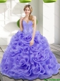 Unique Beading and Rolling Flowers 2015 Quinceanera Dresses in Lavender