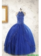 2015 Custom Made Halter Top Appliques and Beading Dresses For Sweet 15 Dresses in Royal Blue