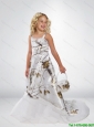 2015 New Style A Line Straps Camo Little Girl Pageant Dresses with Brush Train Beading