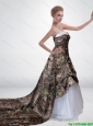 Elegant A Line Strapless 2015 New Wedding Dresses with Court Train
