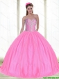 Beautiful Sweetheart Quinceanera Dresses with Beading in Pink For 2015 Summer