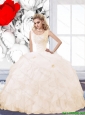 New Arrival 2015 Summer Champagne Quinceanera Dress with Beading and Ruffles