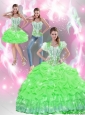 Beautiful Spring Green Quinceanera Dresses with Appliques and Pick Ups For 2015 Fall