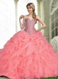 Elegant 2015 Summer Quinceanera Dresses with Beading in Watermelon